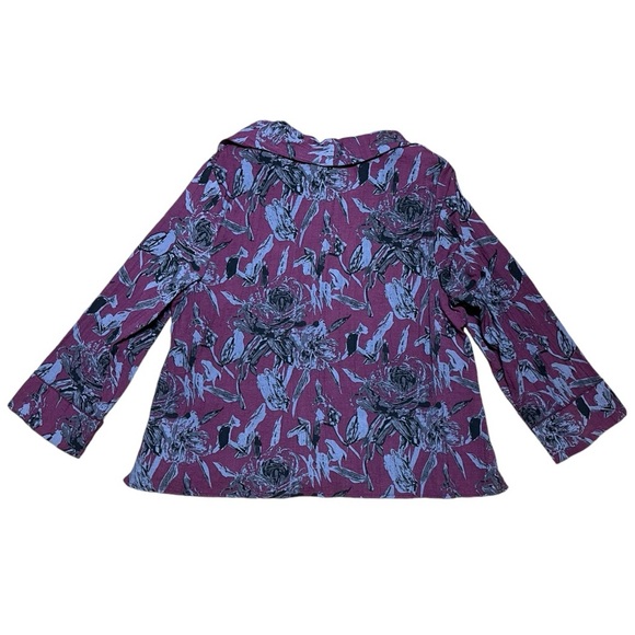 Habitat Button Cowl Linen Blend Top In Berry Sz M - Picture 2 of 12